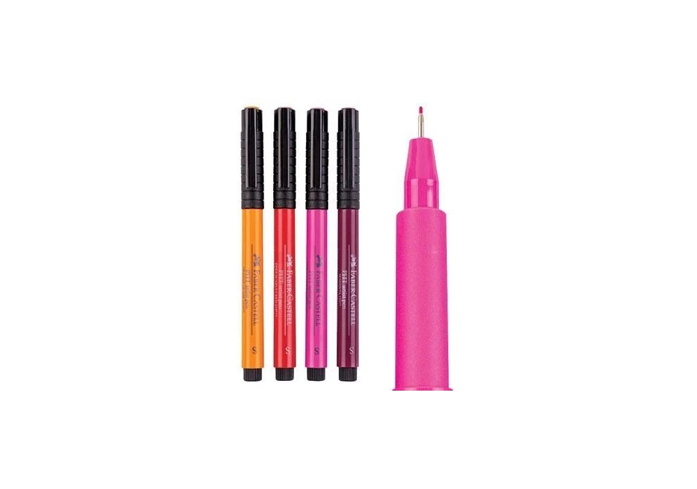 Набір ручок капілярних PITT Brush, 4 шт., теплі відтінки (в пласт. футлярі), 167005 Faber-Castell*** 1