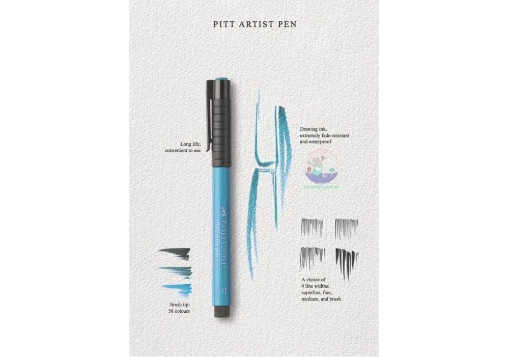 Набір ручок капілярних PITT Brush, 6 шт., відтінки синього (в пласт. футлярі), 167164 Faber-Castell 2