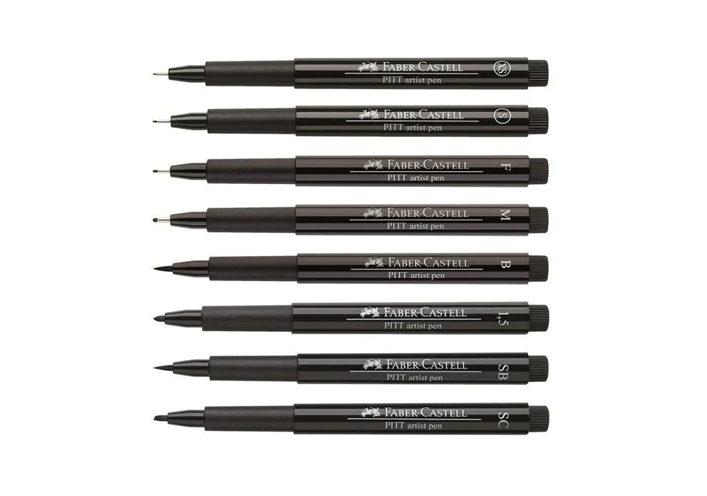 Набір ручок капілярних PITT Brush, 8 шт., чорний (в пласт. футлярі), 167137 Faber-Castell 2