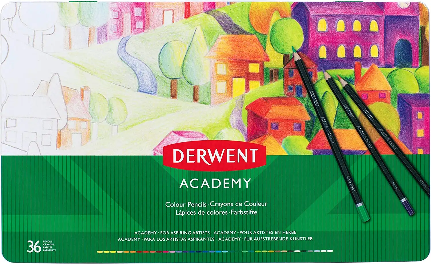 Набір олівців кольорових "Colouring Academy", 36 кол., метал. коробка, 2300225