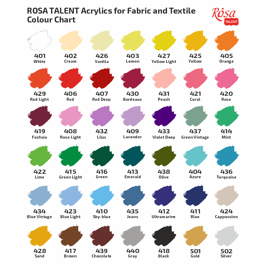 Фарба акрилова для тканин, Блакитна (23), 60 мл, Rosa Talent 1