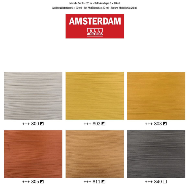 Набір акрилових фарб Amsterdam Metallic, 6*20 мл, Royal Talens 4