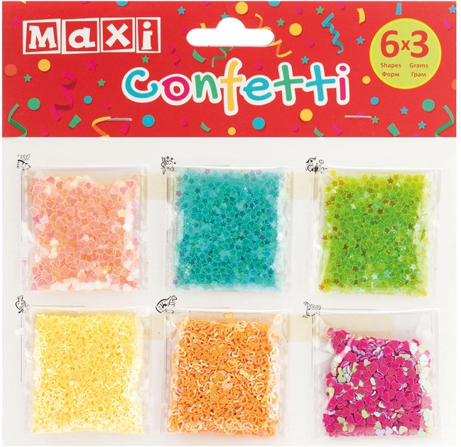 Конфетті для декорування, 6 форм по 3 г, MX61678