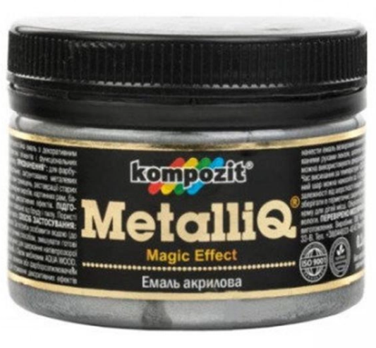 Фарба акрилова емаль Metalliq Kompozit платина 0,1 кг