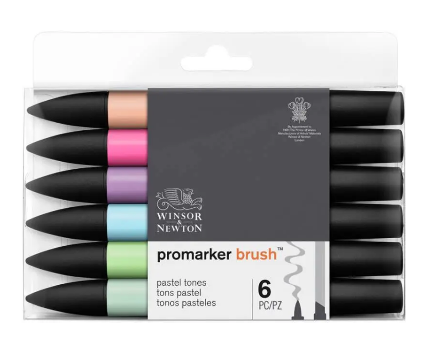 Набір двосторонніх маркерів Brushmarker, Пастельні тони, 6 шт., 0290125 W&N