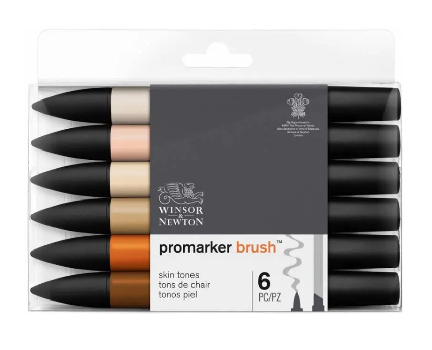 Набор двухсторонних маркеров Brushmarker, Телесные тона, 6 шт, 0290127 W&N