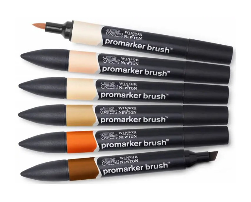 Набор двухсторонних маркеров Brushmarker, Телесные тона, 6 шт, 0290127 W&N 1