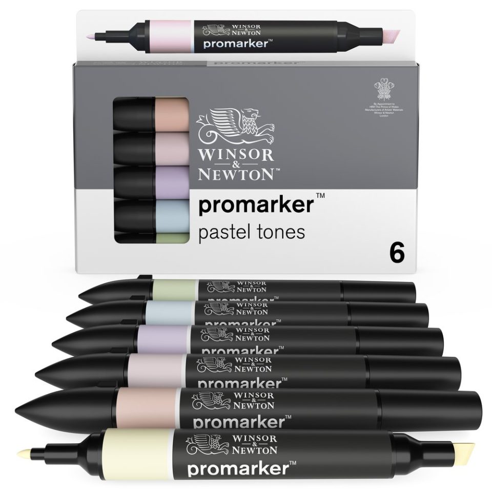 Набір маркерів двосторонніх ProMarker "Пастельні тони" 6шт, 0290113 W&N 1