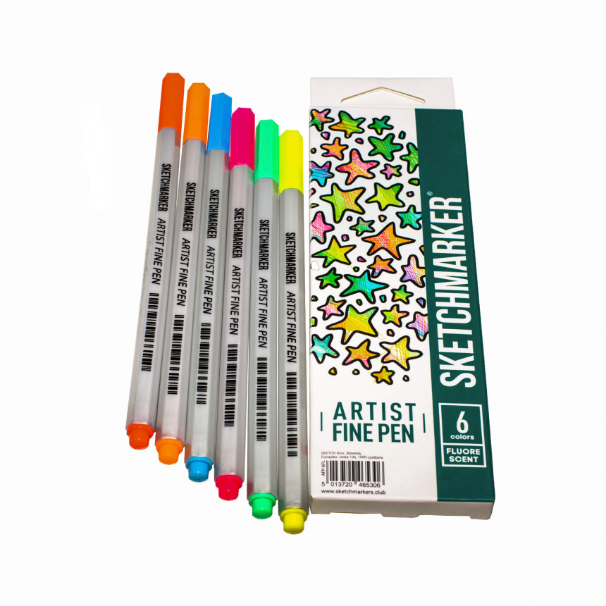 Набір лайнерів SketchMarker ARTIST FinePen Fluorescent, 6 кол., AFP-6FL 2