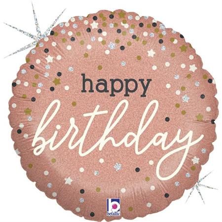 Шар воздушный 18" Happy Birthday Конфетти розовое золото, 3202-2710
