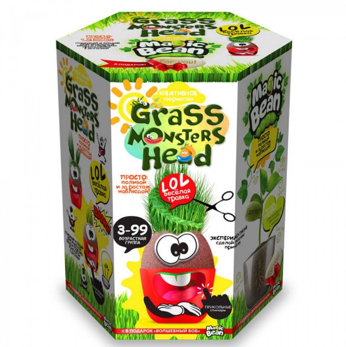 Набір креативної творчості "Grass Monsters Head" укр. (8). GMH-01-01U,02U,03U...08U