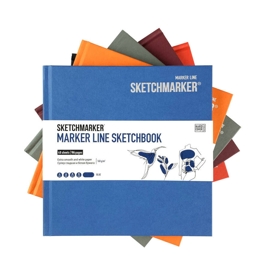 Скетчбук SKETCHMARKER 163*163 мм 48 арк., 160 г/м², тверда обкл., помаранчевий, MLHSQ/ORAN 2