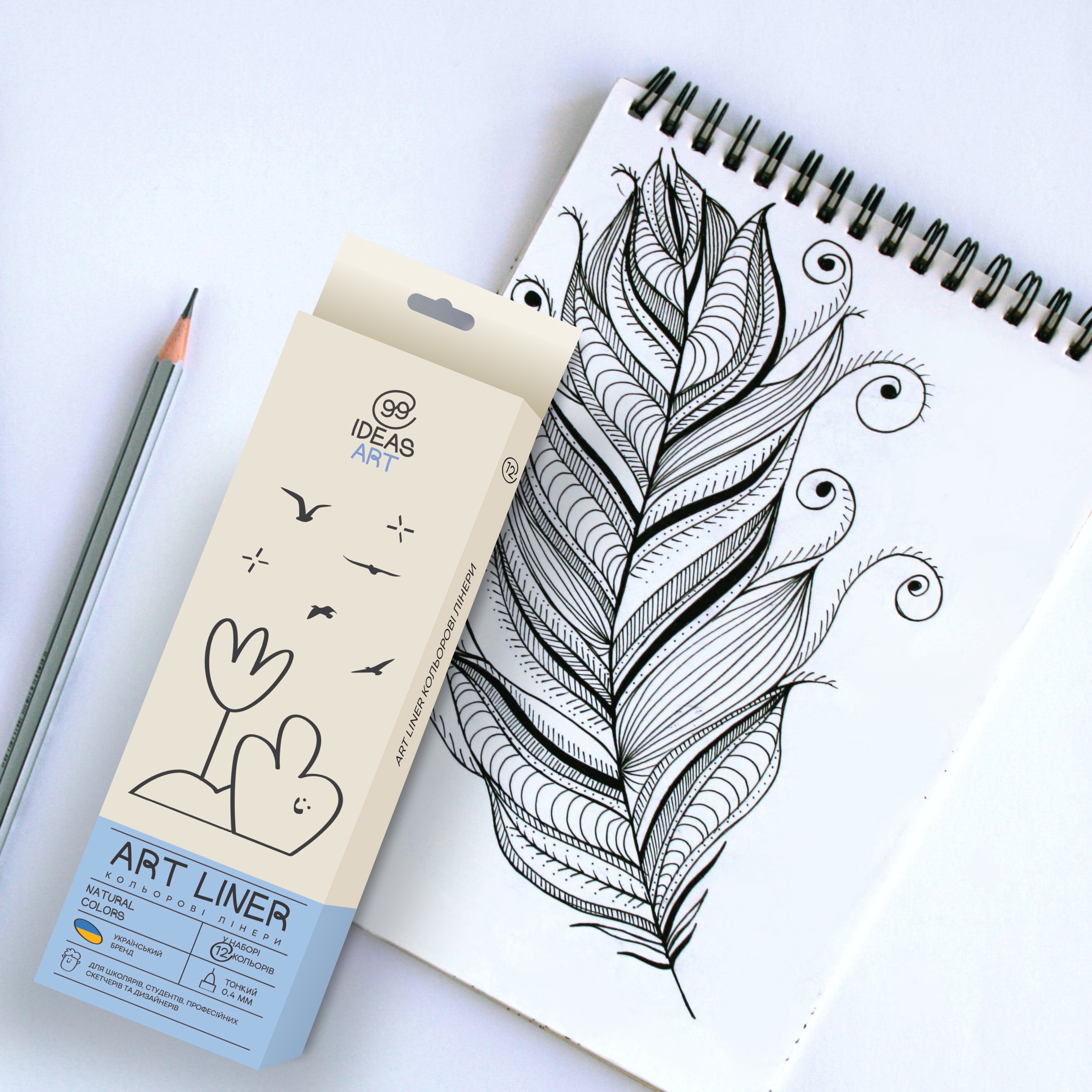 Набор цветных линеров, 12 цв.,12 set Natural colors, IDEA10-AL12NATR  99IDEAS 2