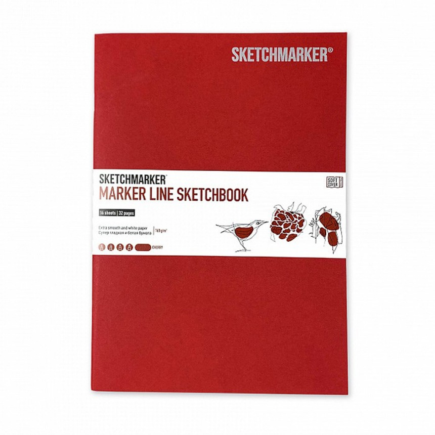 Скетчбук SKETCHMARKER А5 16 л., 160 г/м², мягкая обкл., вишня, MLSSM/CHERR