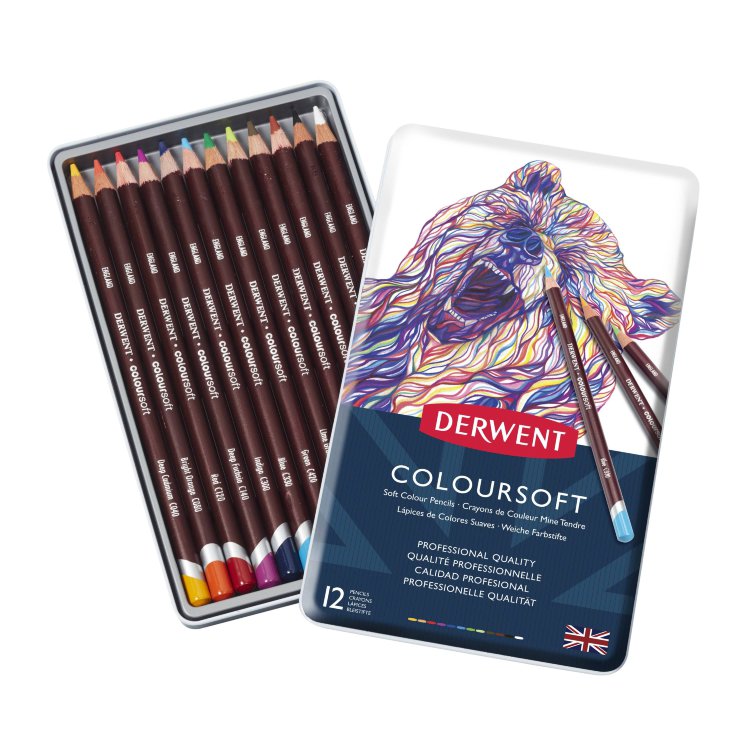 Набор цветных карандашей Coloursoft, 12 шт, Мет. коробка, Derwent 1