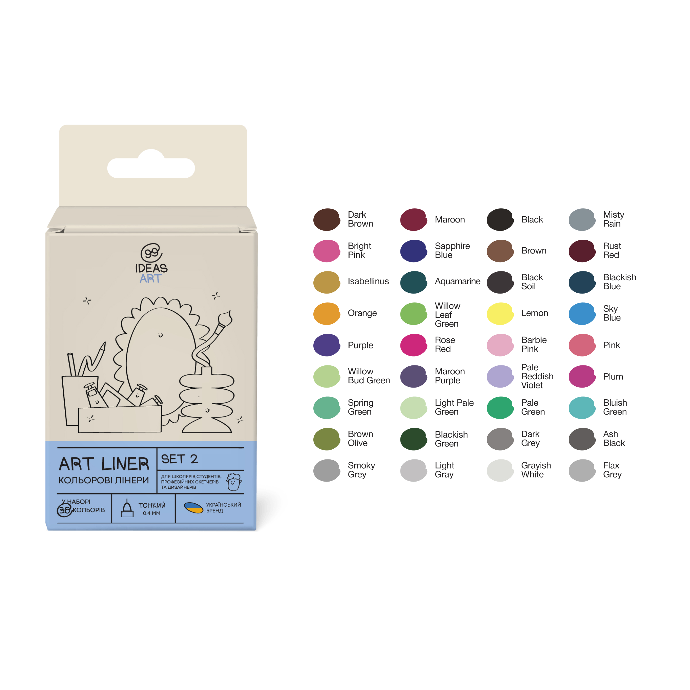 Набір кольорових лінерів, 36 кол., IDEA10-AL36SET2, 99IDEAS