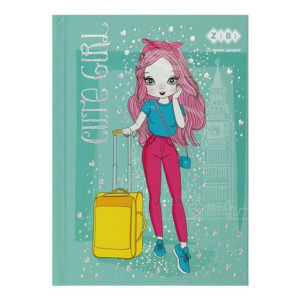 Блокнот А6 64 арк "Cute girl", кл., тв. обкл., мат. лам.+лак, гліт., бірюзовий ZB.12715-06