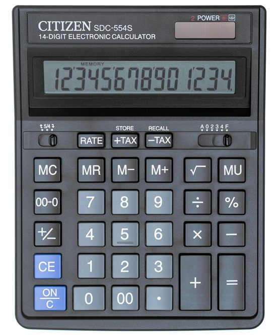 Калькулятор Citizen SDC-554S, бухгалтерский, 14 р. 1