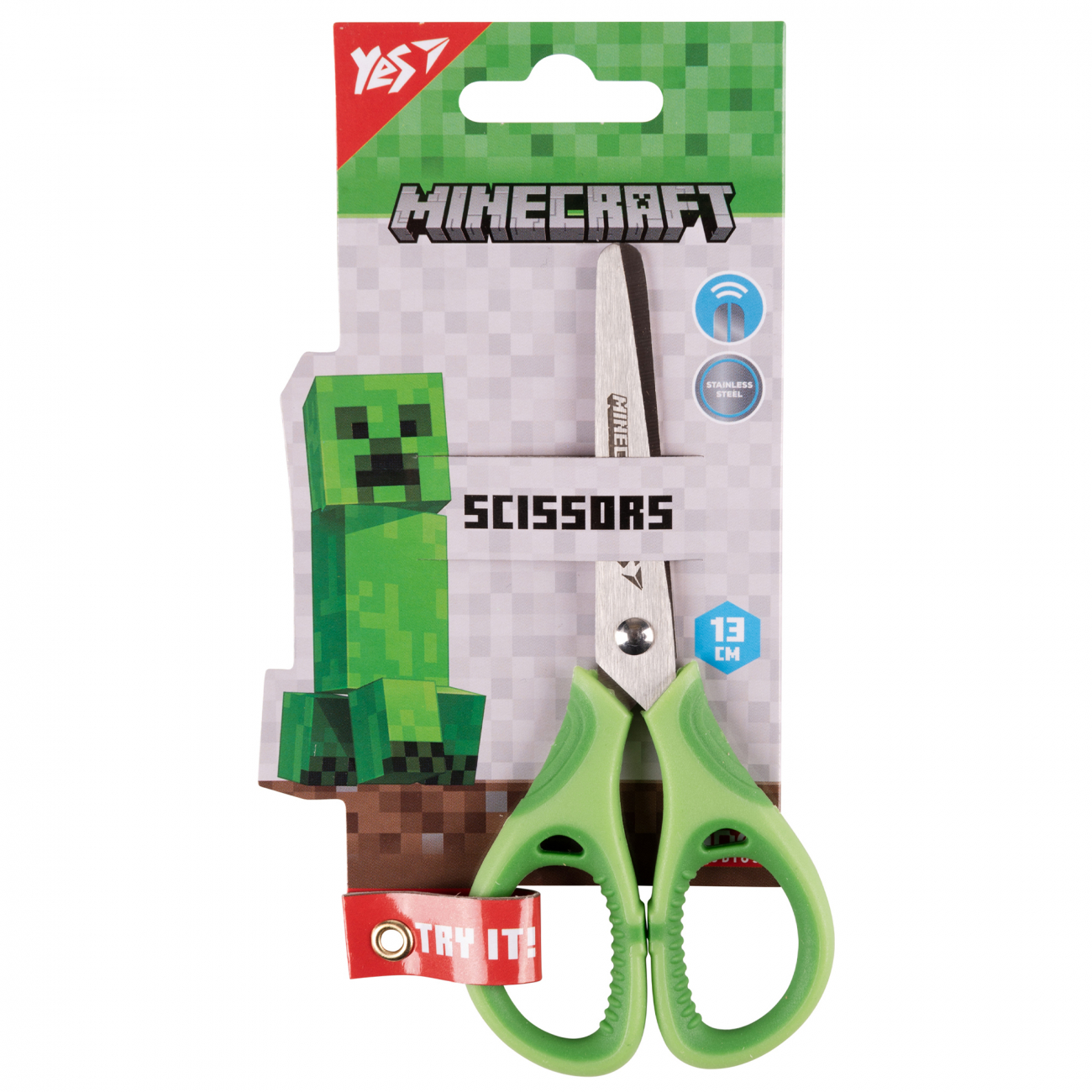Ножницы "Minecraft" 13 см, с резиновыми вставками, 480430 Yes