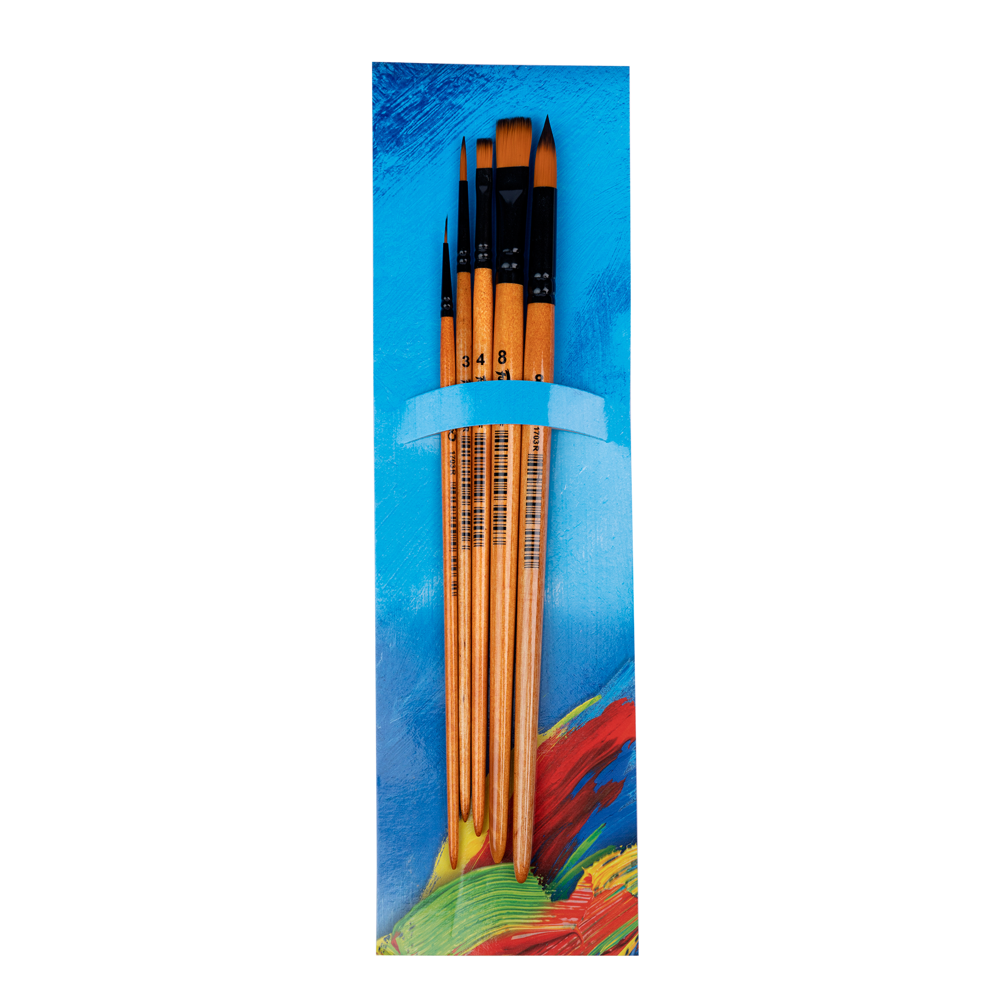 Набір пензлів, синтетика, 5 шт (R1, 3, 8, F4, 8), ТМ "Fox"