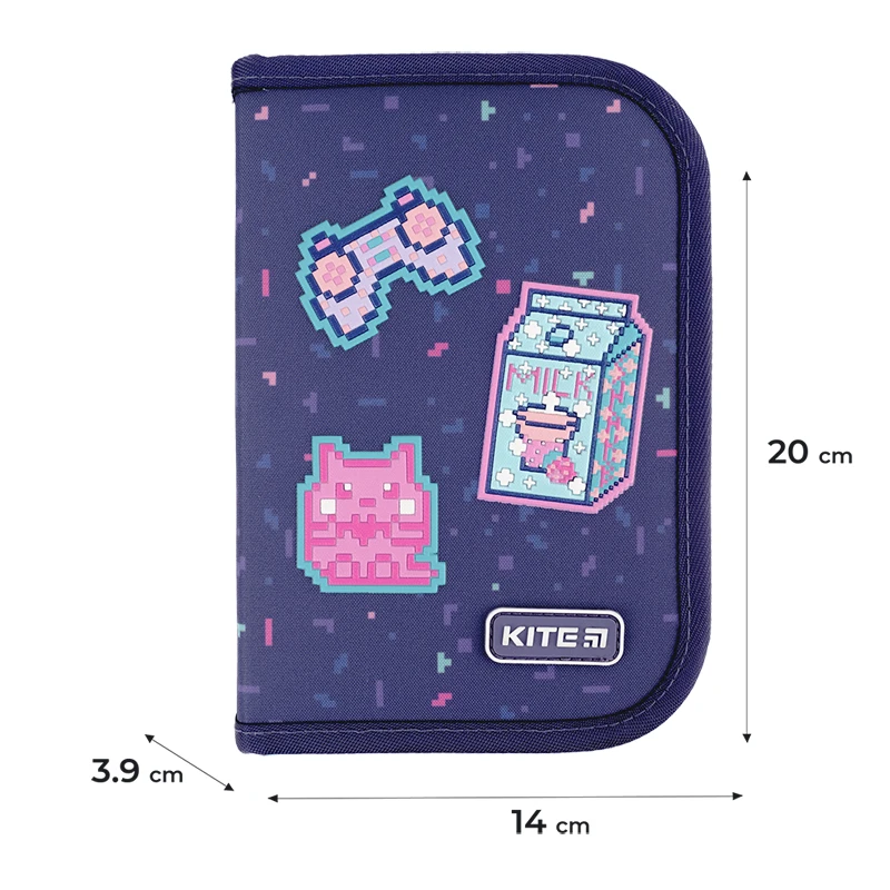 Пенал Kite 1 отделение, 2 отворота, без наполнения 622 Pixel Love, K24-622-5 1