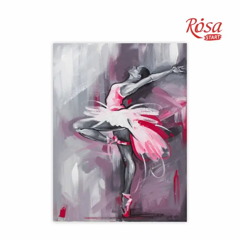 Холст на картоне с контуром, Балерина, 30*40, хлопок, акрил, Rosa Start 1