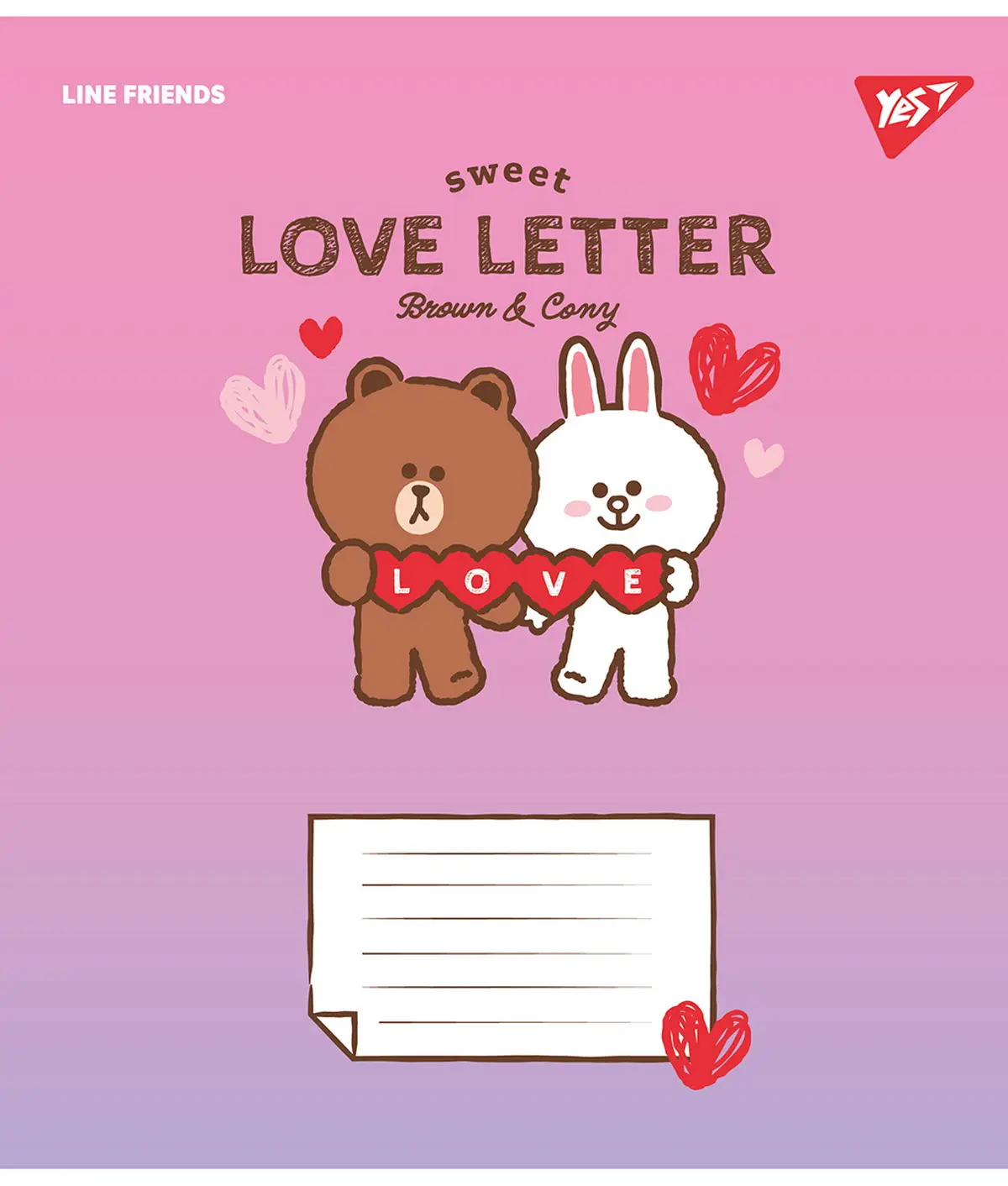 Зошит 12 лін. YES Line Friends. Love letter, 766948