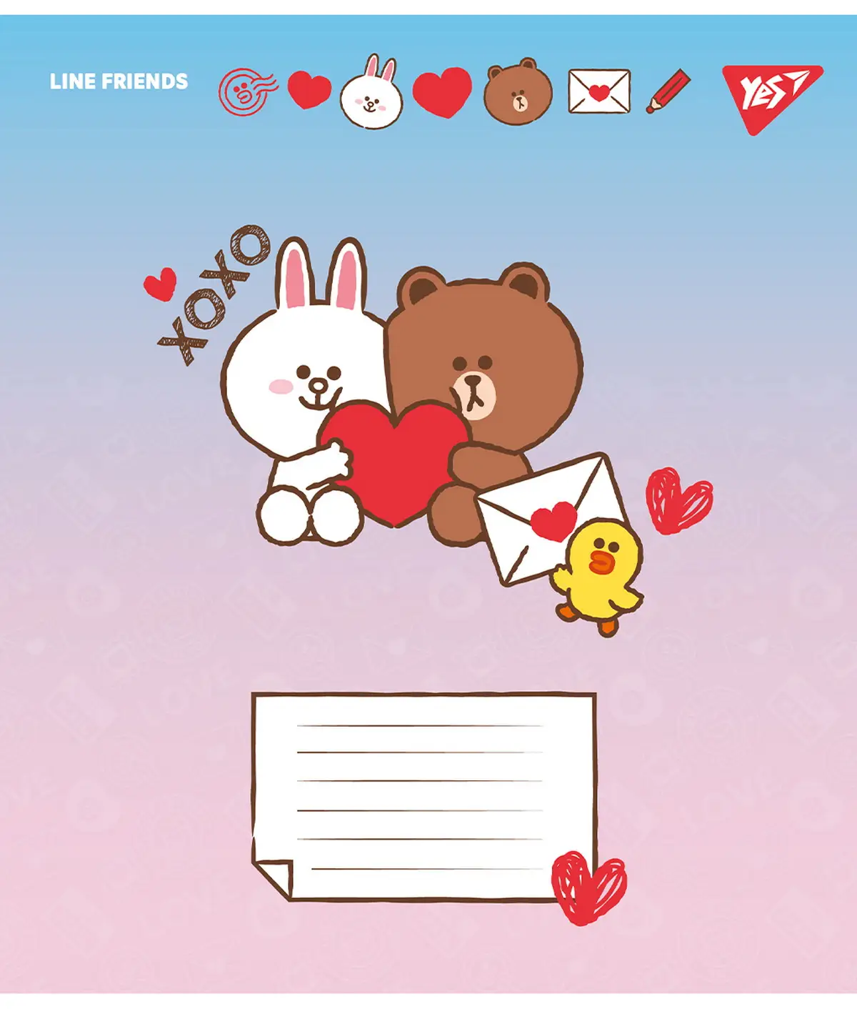 Зошит 12 лін. YES Line Friends. Love letter, 766948 4