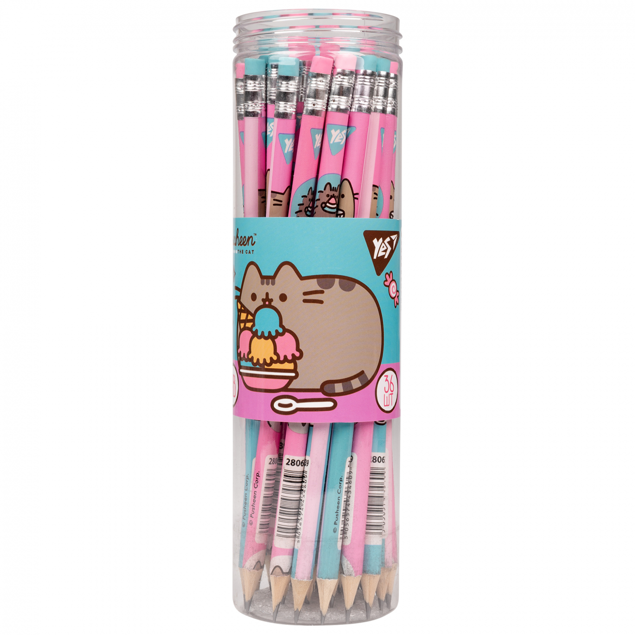 Олівець ч/гр круглий з гумк. у пл. тубі "Pusheen. Heroes" (36 шт.), 280639 Yes 1