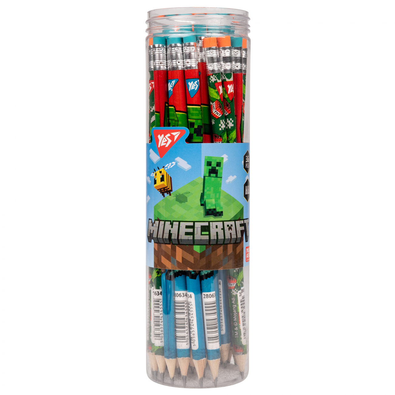 Олівець ч/гр круглий з гумк. у пл. тубі "Minecraft" (36 шт.), 280634 Yes 1