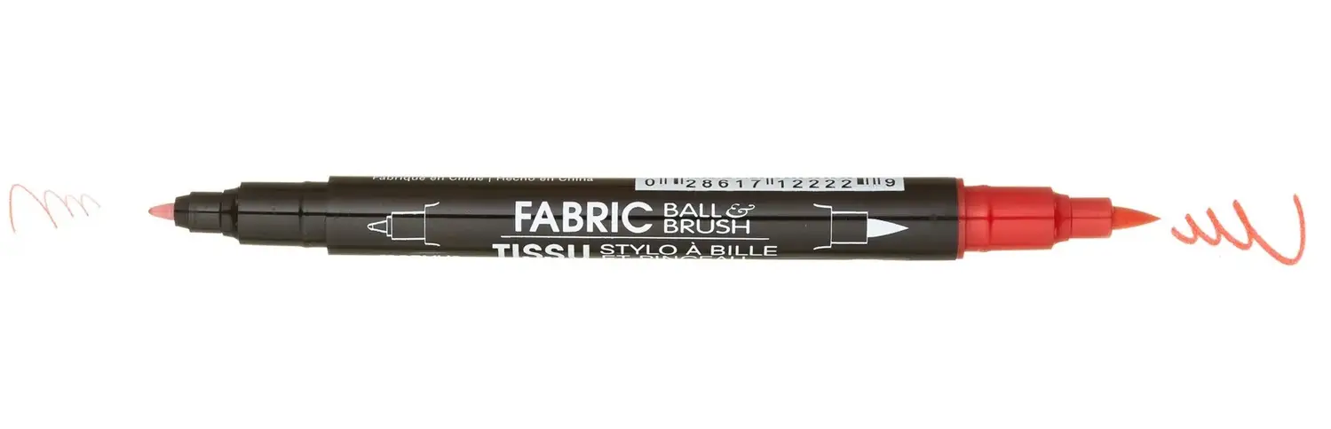 Маркер Червоний, д/св. тканин, двосторонній, 0,75мм, 1-2мм, 122-S, Fabric ball&Brush, Marvy 2