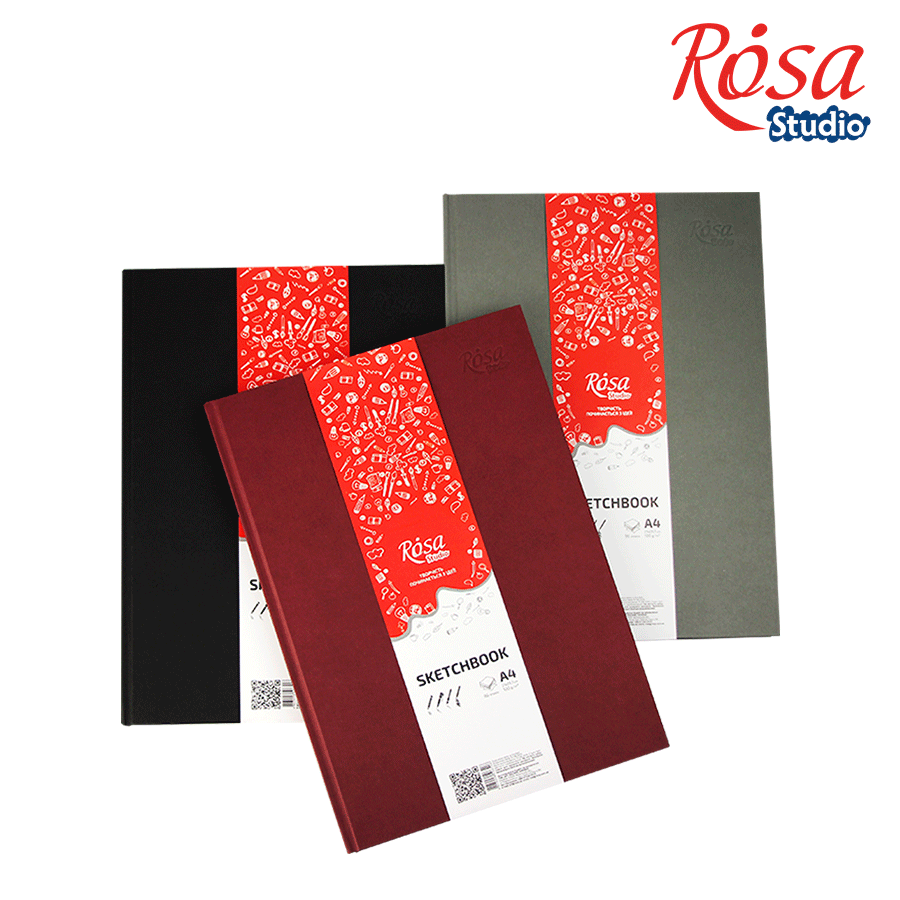 Блокнот А4 (21*29,7см), белая бумага, 96 л, 100 г/м, чёрный, 16R5019 Rosa Studio 2