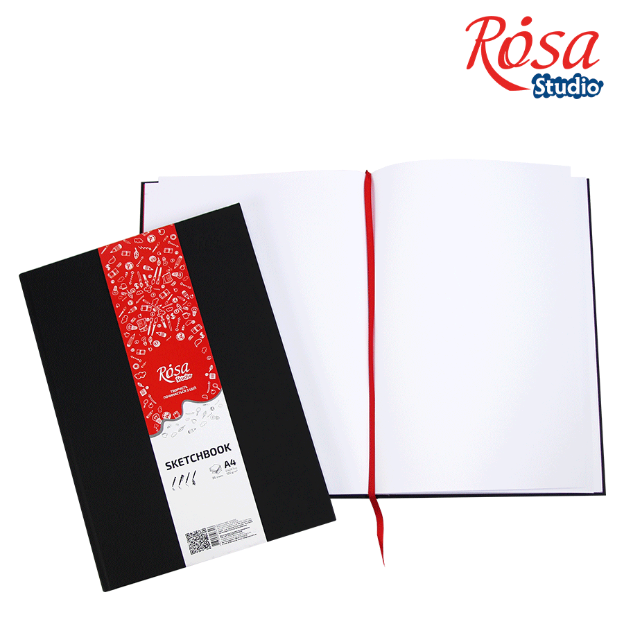 Блокнот А4 (21*29,7см), белая бумага, 96 л, 100 г/м, чёрный, 16R5019 Rosa Studio 3