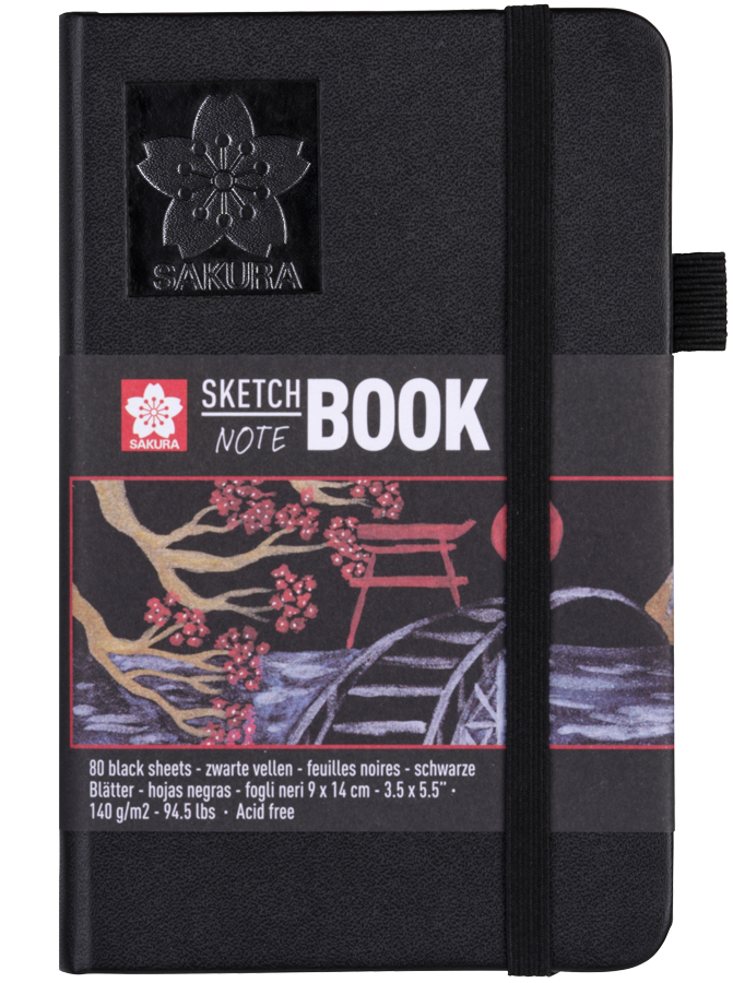 Блокнот для графіки Sakura Sketch, 140 г/м2, 9*14 см, 80 арк, чорний, Sakura