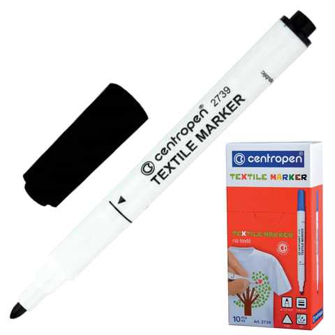 Маркер 2739 Textile, по тканині, чорний CentroPen 3