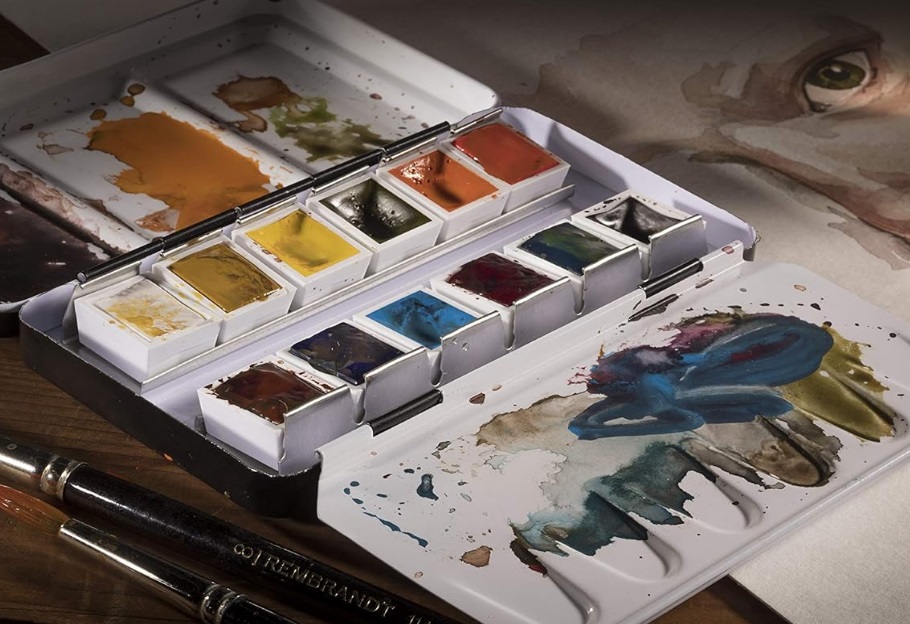 Краска акварельная Rembrandt 269 AZO Желтый средний, кювета, Royal Talens 3