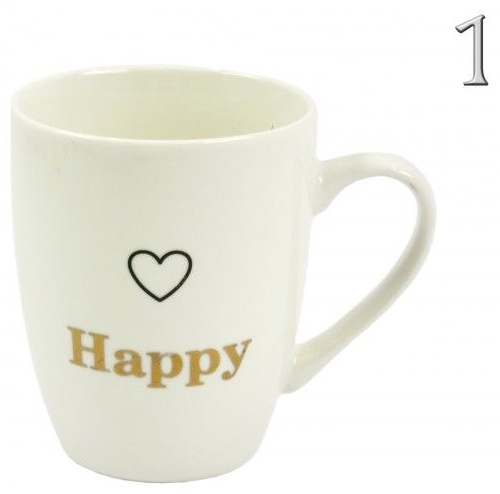 Кружка "Happy" 320 мл, белый (4 вида в ассорт.), Q75900230