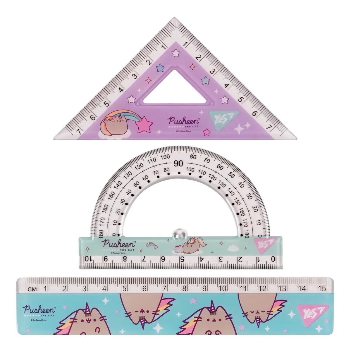 Набір лінійок "Pusheen" (3 предм.), лінійка 15 см, YES, 370675 1