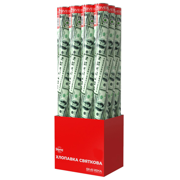 Хлопушка пневматическая 60 см "Dollars" 2