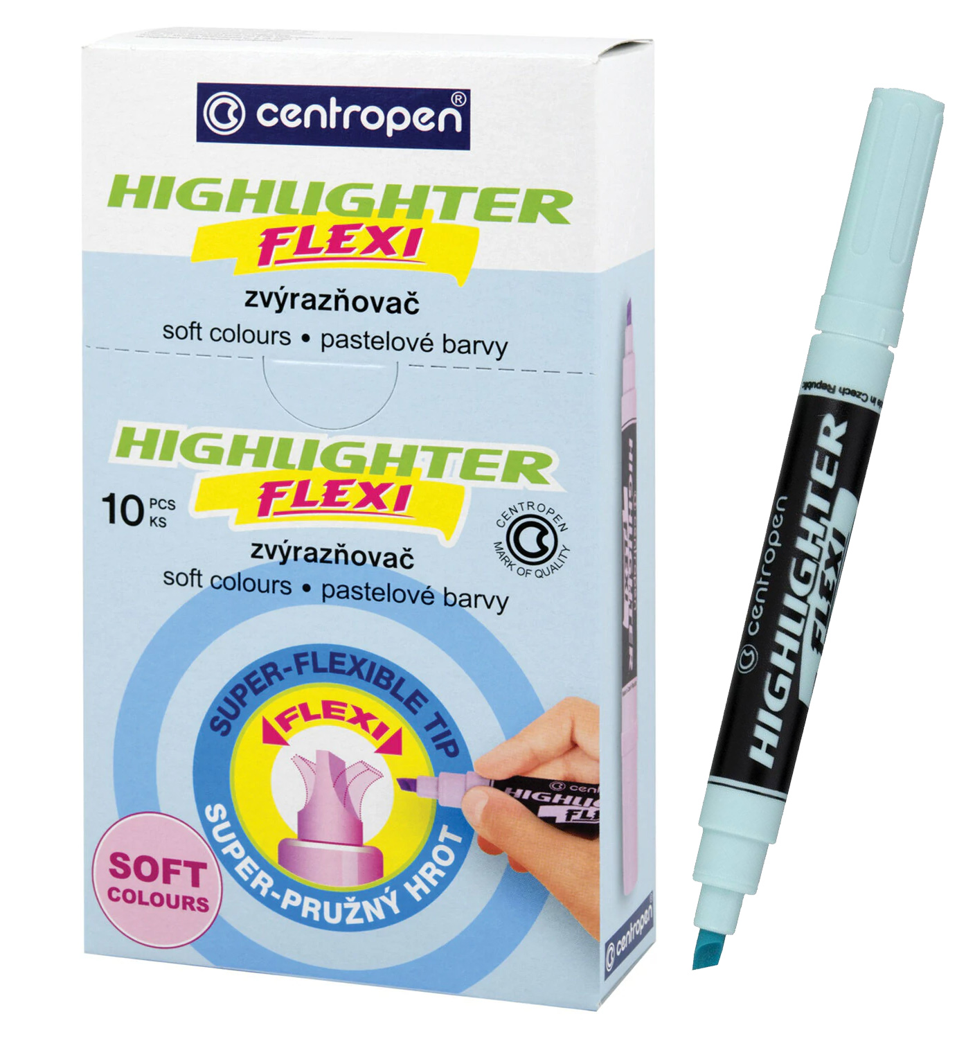 Маркер 8542 Flexi, 1-4,6 мм клиновидный пастельный голубой, CentroPen 2