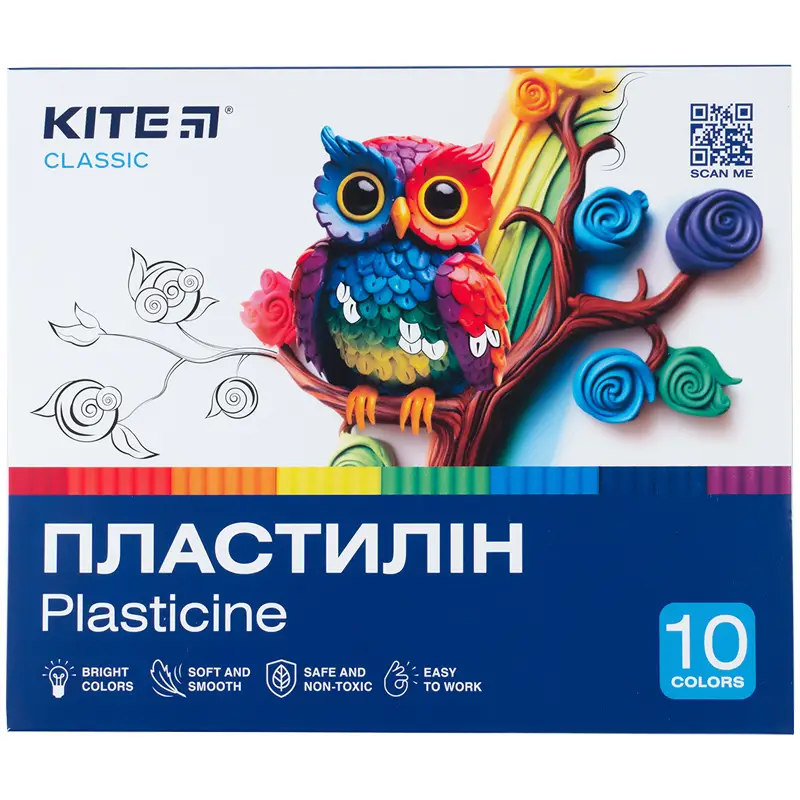 Пластилін, 10 кольорів, 200 г. Kite Classic, K-084