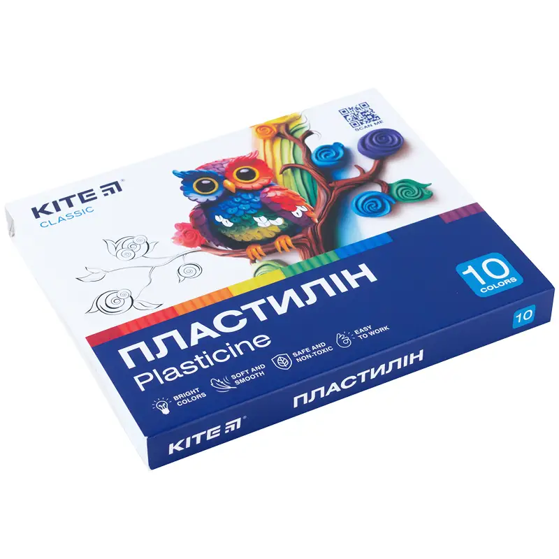 Пластилин, 10 цветов, 200 г. Kite Classic, K-084 1