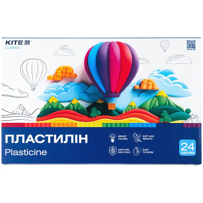 Пластилин, 24 цвета, 480 г. Kite Classic, K-089