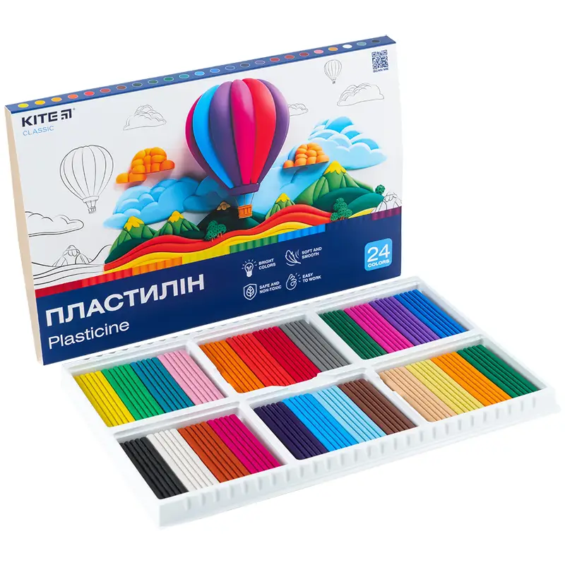 Пластилин, 24 цвета, 480 г. Kite Classic, K-089 4