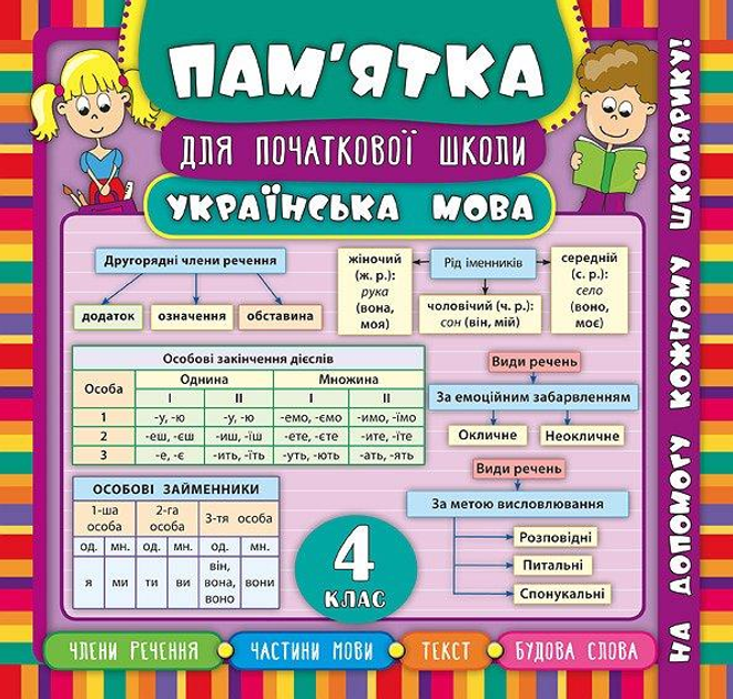Книга Памятка для начальной школи.Украинский язык. 4 класс (5174)