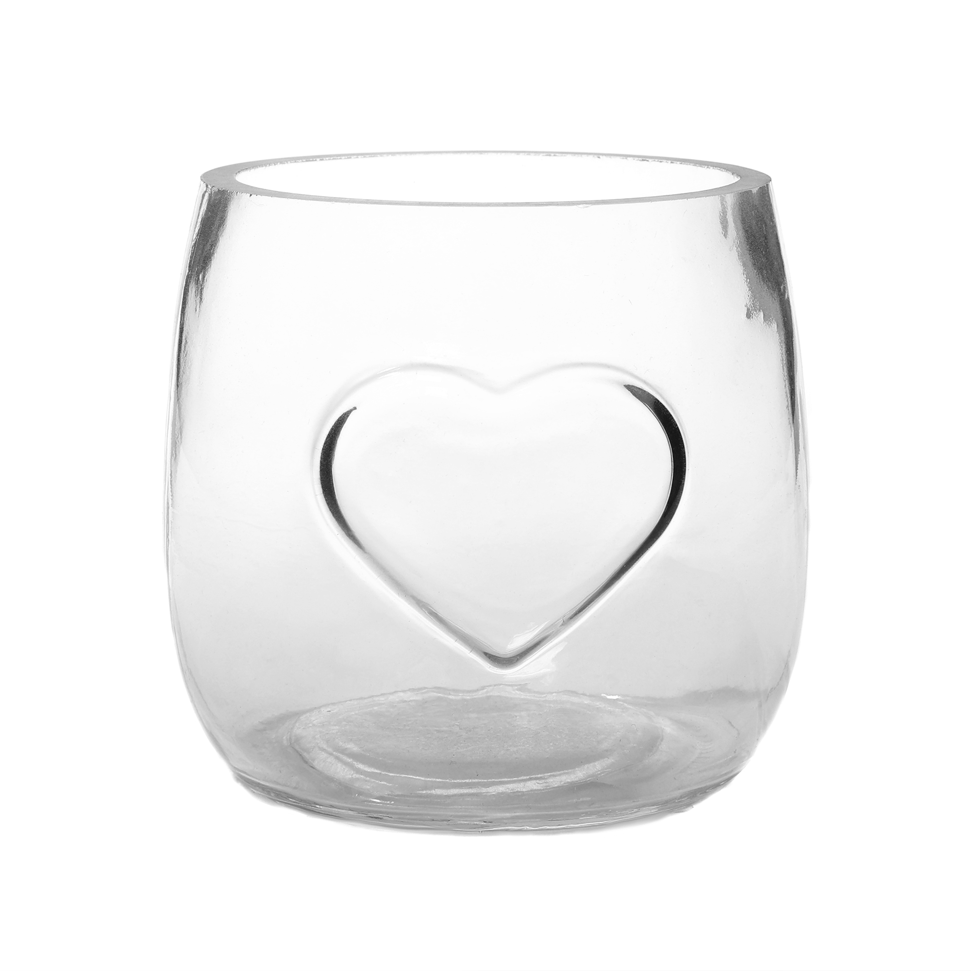 Свічник декоративний скляний "Hearts" h=10 см/d=11 см, лакований, рожевий/прозорий (3 види), 2021722 1