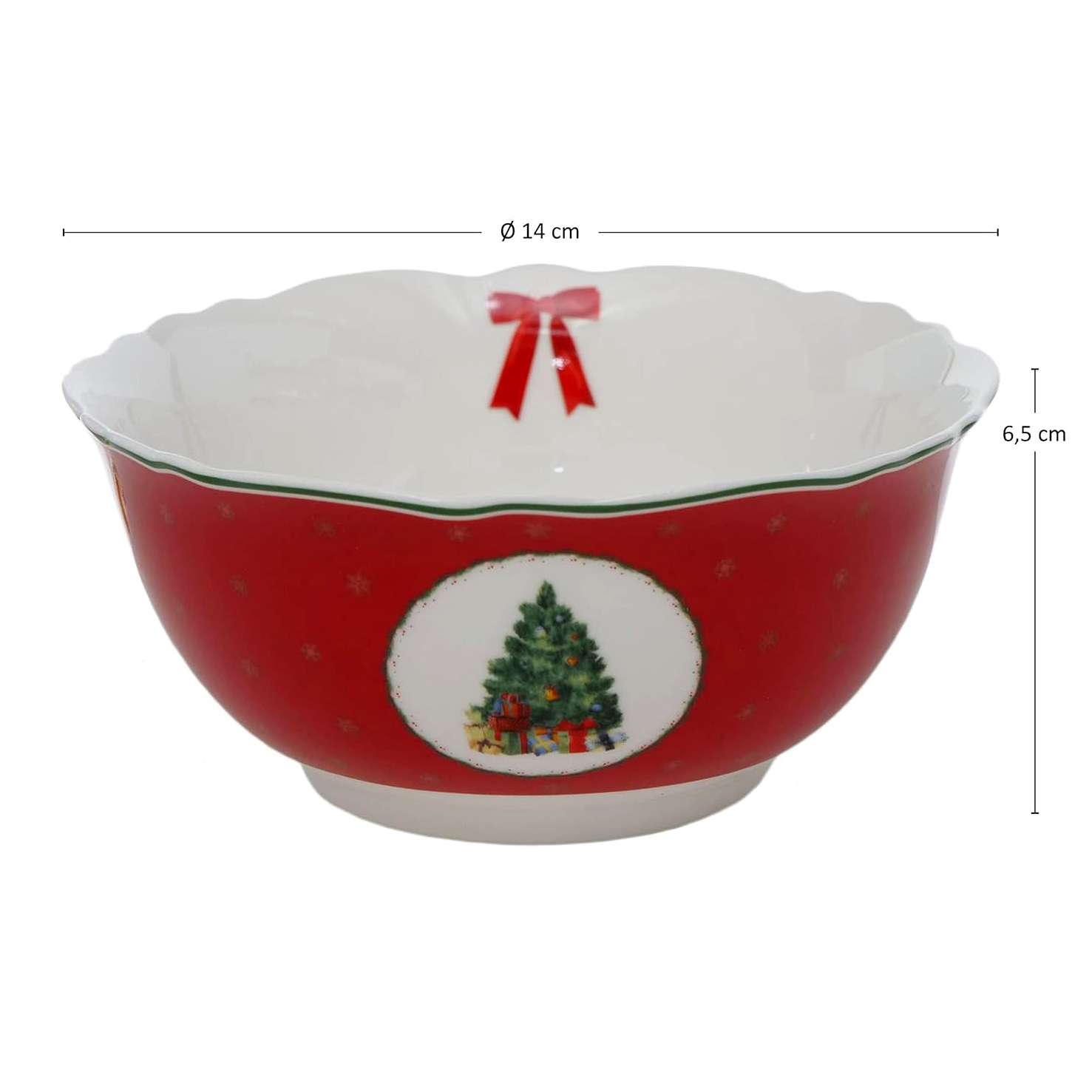 Піала новорічна керамічна "Delight" h=6,5 см/d=14 см, червоний/беж з малюнком, 2013671 4