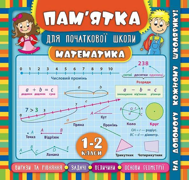 Книга Пам’ятка для початкової школи.Математика. 1-2 класи (5433)