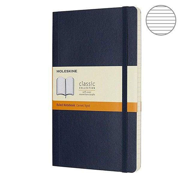 Записник Сапфір м’який середній лінійка, Moleskine Classic, QP616B20