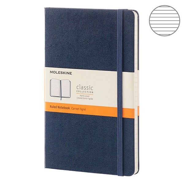 Записник Сапфір середній лінійка, Moleskine Classic, QP060B20F